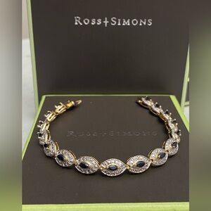 Vintage 925 sterling silver Ross Simons Genuine Sapphire & diamond bracelet